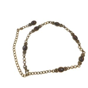 Vintage Victorian brass  chain belt with turtoise  shell accent